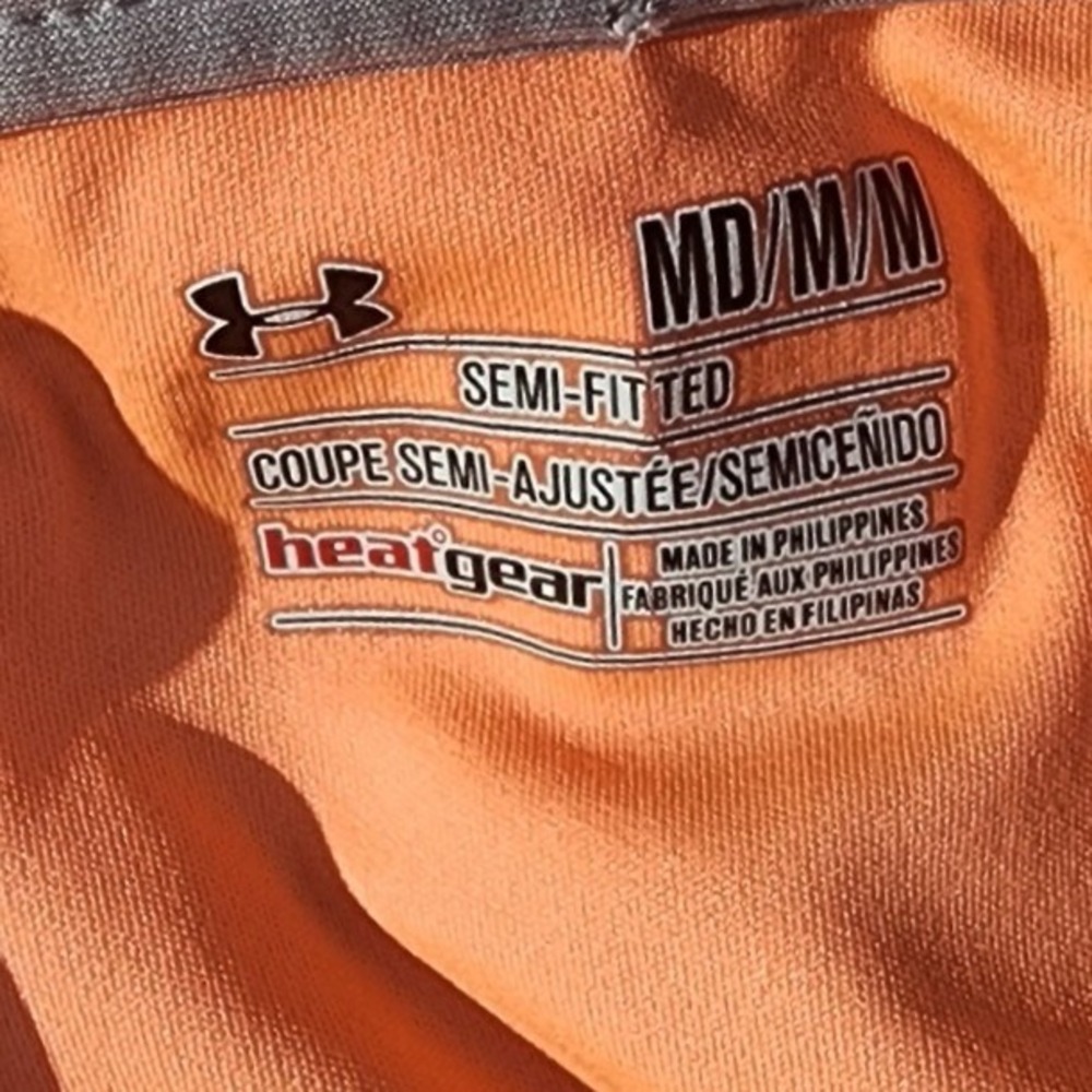 Under Armour Womens HeatGear V-Neck Short Sleeve Training Shirt Orange Medium - Picture 6 of 7